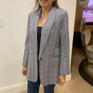 Equipment blazer, lined, slit pocket, one button front, cotton/wool